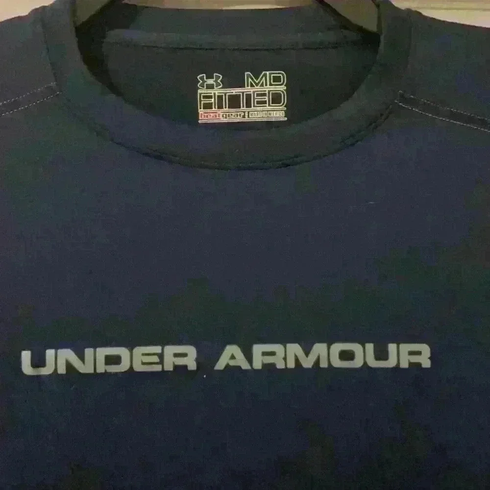 Under Armour Kids‎ HeatGear Fitted Short Sleeve Athletic Shirt Navy Blue MD